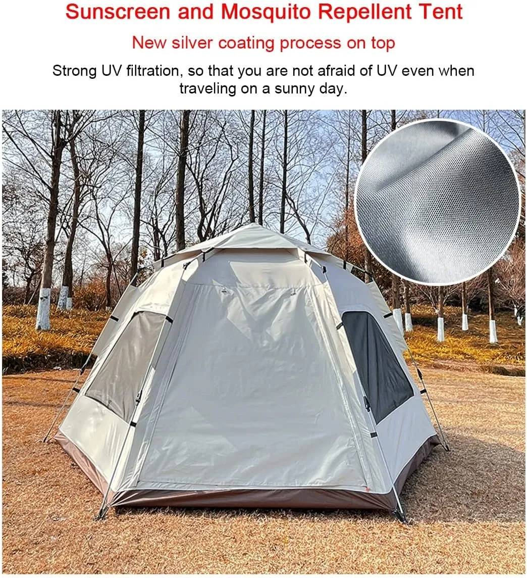 Tent for 5 6 7 Person Family Tent Garden Sun Shelter Tents for Camping,Automated and Instant Setup Tent for Family,6 Mesh Windows Ventilation,Waterproof Outdoor Layer, With Pad, Green