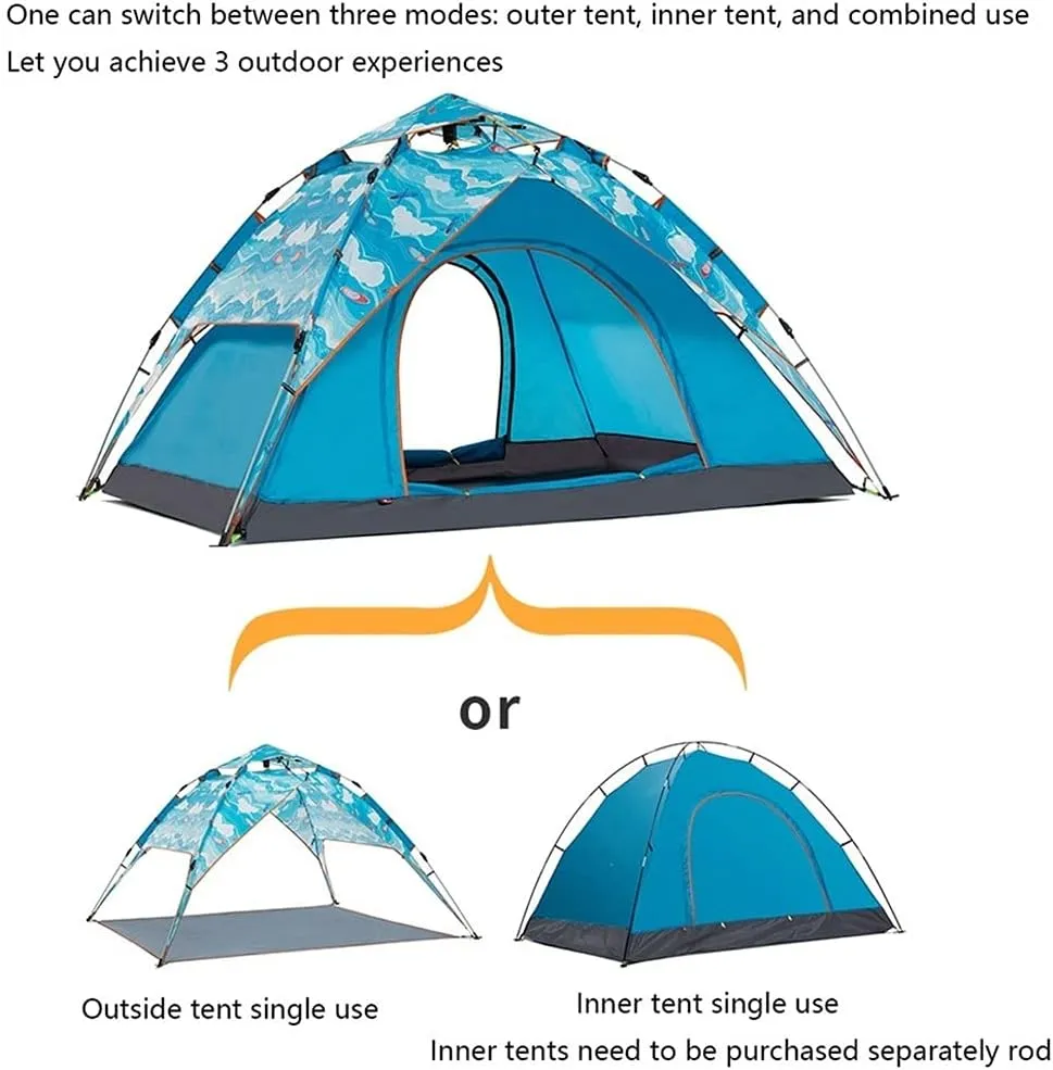 Tent For Camping Waterproof Foldable Camping Tent Double Layer Tent Fishing Mountaineering 3-4 Person Family Tent Large Space For Picnic Outdoors