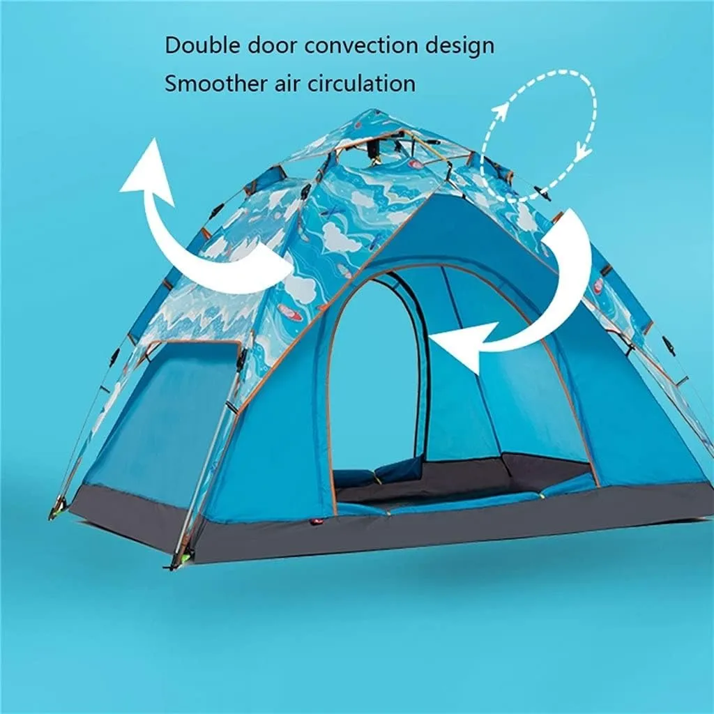 Tent For Camping Waterproof Foldable Camping Tent Double Layer Tent Fishing Mountaineering 3-4 Person Family Tent Large Space For Picnic Outdoors