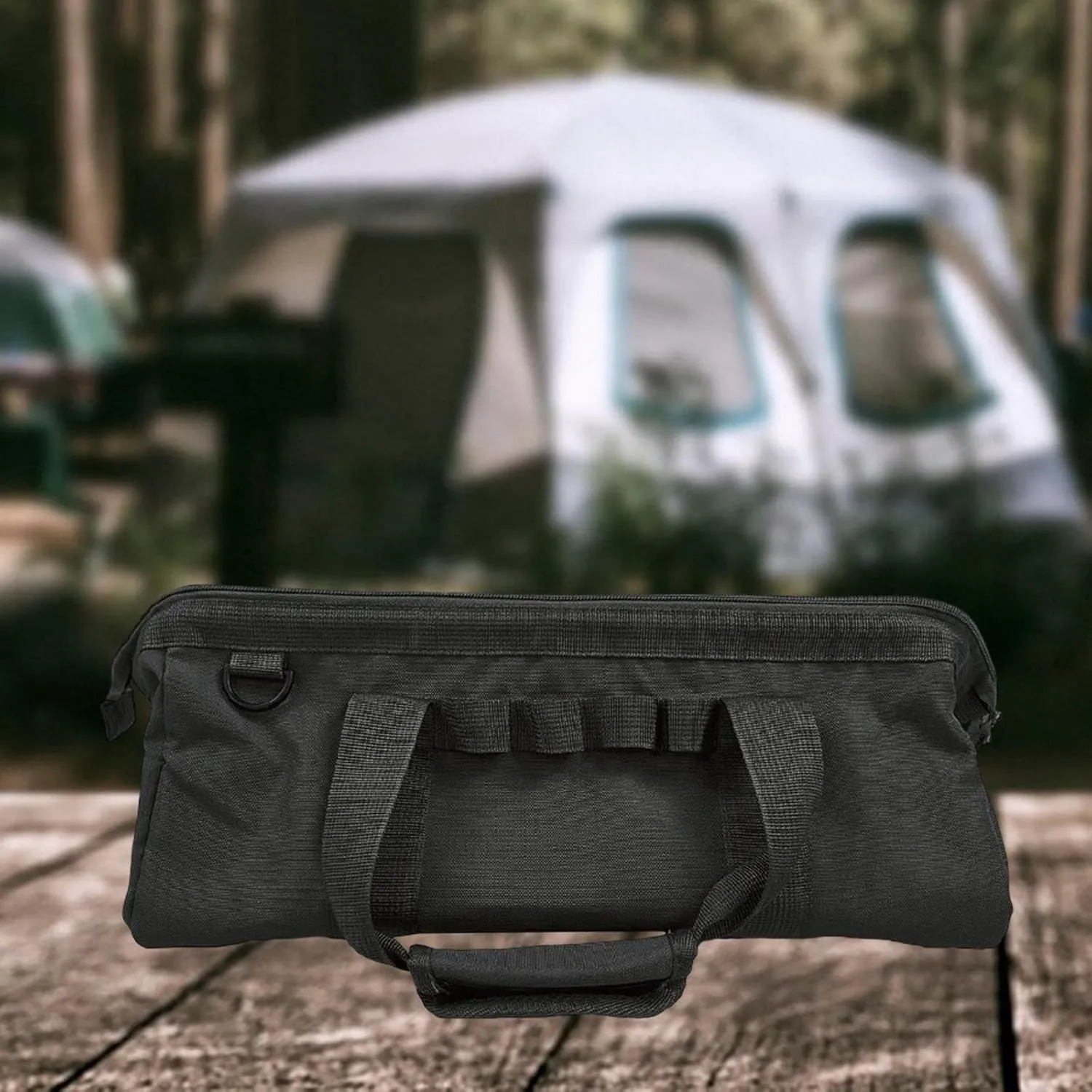 Tent Stakes Storage Bag Tool Pouch with Handle,Oxford Cloth Tent Pole Pegs Bag Camping Nail Bag for Camping Hiking Tent Nails, Black