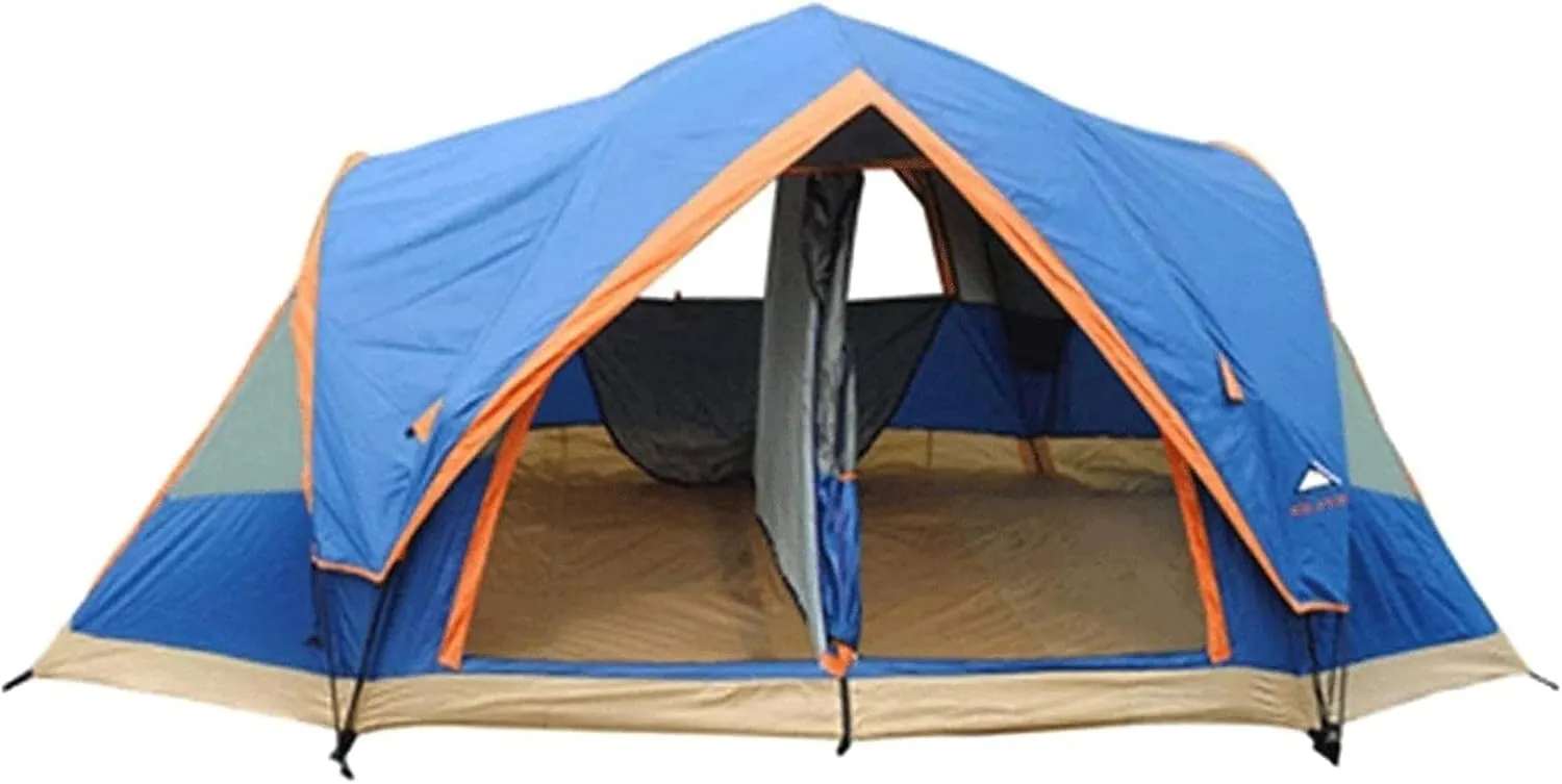 Tent,Camping Family Tent Easy Set Up Camping Tent Lightweight Tent Waterproof Two Doors,Hiking and Mountain Travel Color:Blue,Size:410x205x155cm