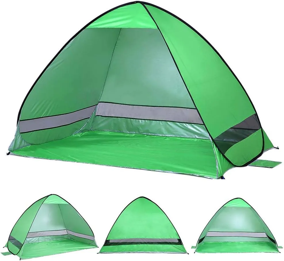 Tents For Camping Pop Up Tent - Automatic Instant Tent - Portable Cabana Beach Tent - Fits 2 People - Windows and Doors on Both Sides - Water Resistant, UV Protection Sun Shelter - Carry Bag In, Blue