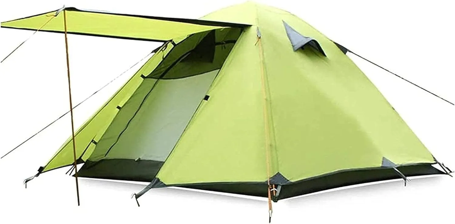 Tent,Tent,3-4 People Aluminum Pole Camping Camping Equipment Double Rainproof Tent Color:Yellow,Size:200x180x120cm
