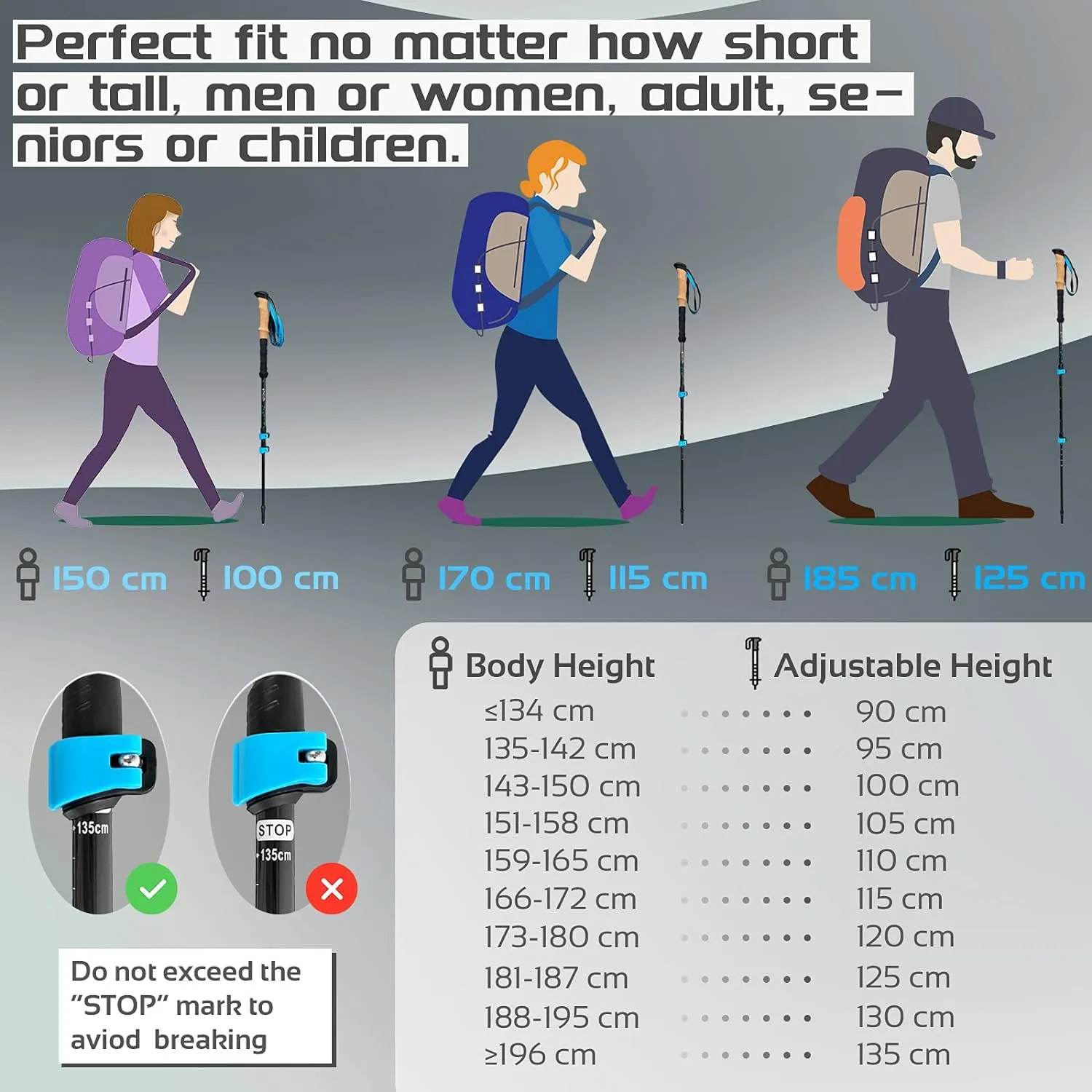 TheFitLife Carbon Fiber Trekking Poles – Collapsible and Telescopic Walking Sticks with Natural Cork Handle and Extended EVA Grips, Ultralight Nordic Hiking Poles for Backpacking Camping