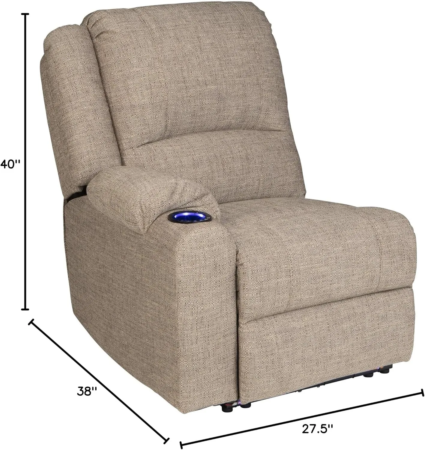 Thomas Payne 759238 Seismic Series Cobble Creek 30" x 38" x 40" RV Modular Theater Seating Right Hand Recliner