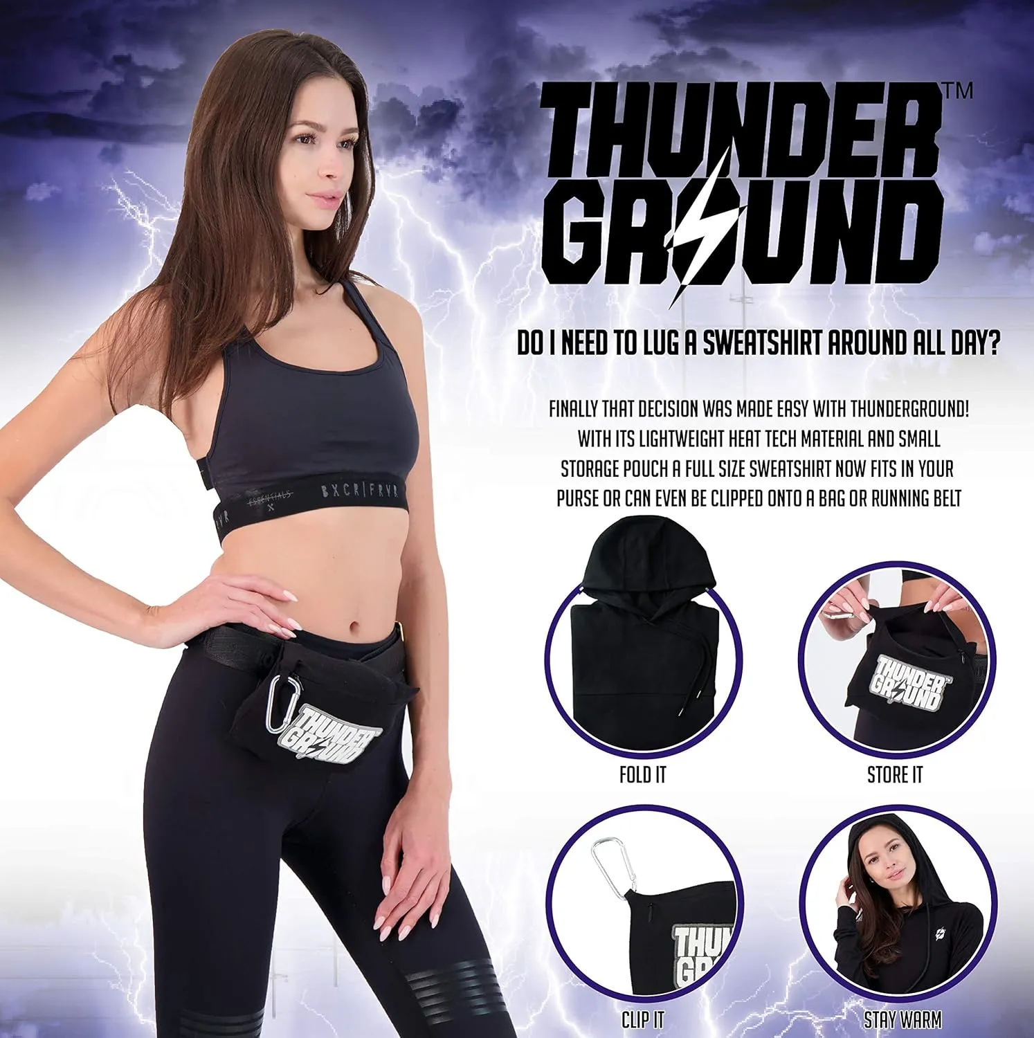 THUNDERGROUND Lightweight Hoodie for Women | Packable Athletic Workout Running Sweatshirt Hoodies Womens