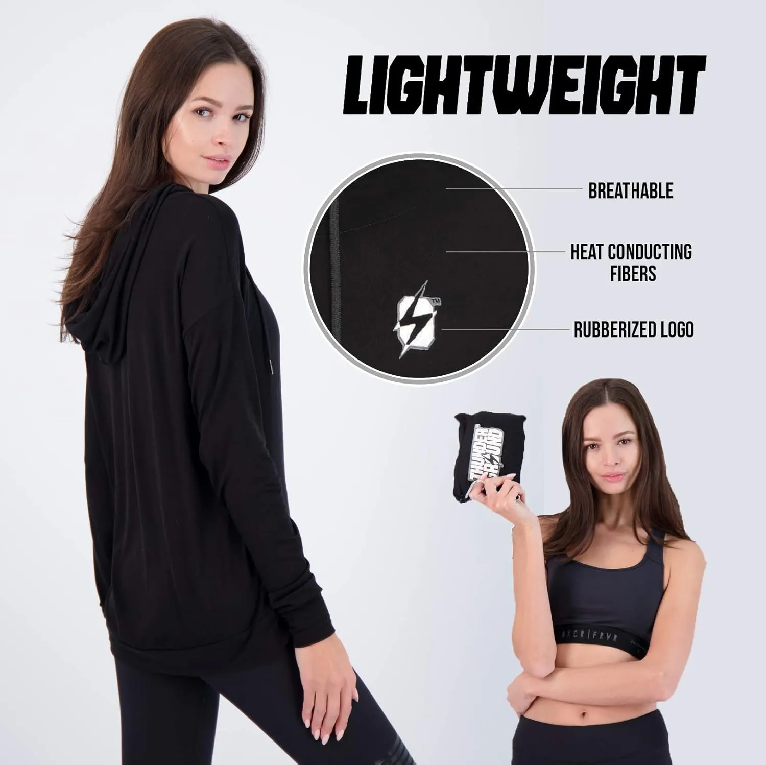 THUNDERGROUND Lightweight Hoodie for Women | Packable Athletic Workout Running Sweatshirt Hoodies Womens