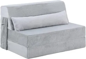 Tiita Folding Sofa Bed with Pillow Twin Size Mattress&Plush Fabric with Portable Storage Bag,Floor Lounger Chair Bed for Living Room,Guest Room,Dorm,Apartment,Upstairs Loft,Home Office,White Gray