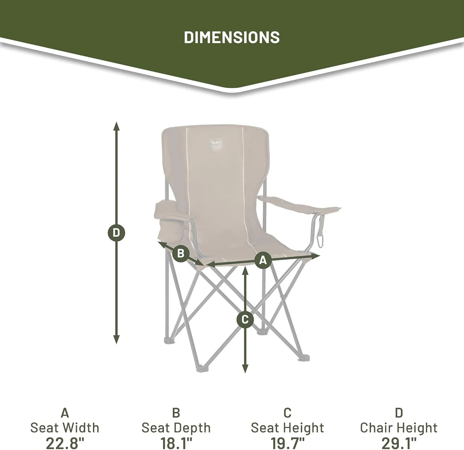 TIMBER RIDGE Folding Camping Chair, Collapsible Armrests Chair with Cup Holder & Carry Mat & Pet Leash, Heavy Duty Foldable Chair for Outdoor Lounge Lawn Beach, Support 300 lbs, Earth Brown