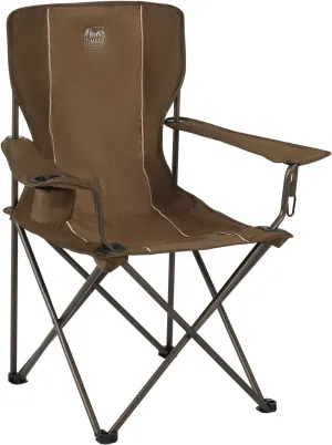 TIMBER RIDGE Folding Camping Chair, Collapsible Armrests Chair with Cup Holder & Carry Mat & Pet Leash, Heavy Duty Foldable Chair for Outdoor Lounge Lawn Beach, Support 300 lbs, Earth Brown