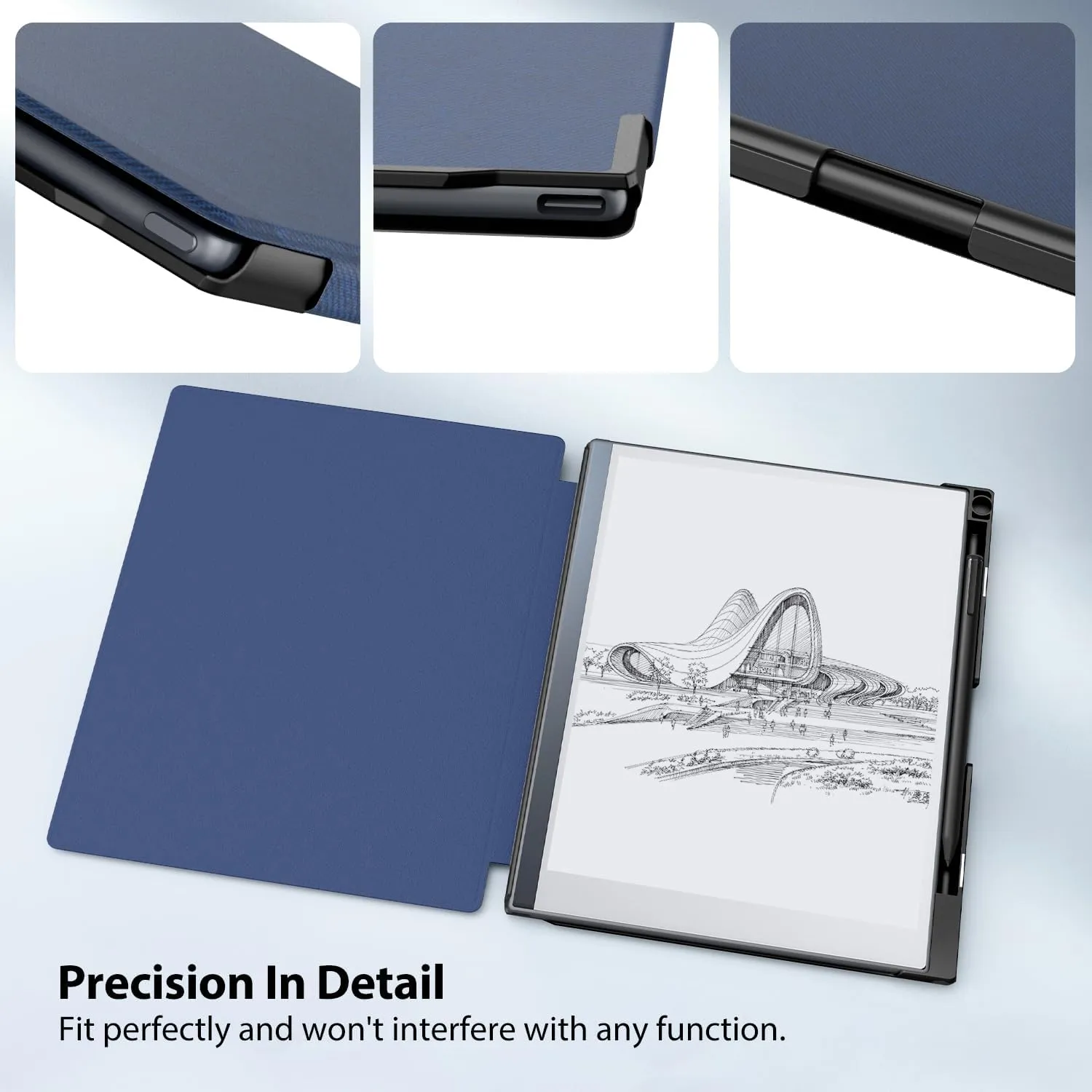 TiMOVO Case Compatible for Remarkable 2 Tablet, Slim Lightweight Stand Hard Back Shell Protective Cover with Pen Holder Compatible with Remarkable 2 Paper Tablet 10.3" 2020 Released, Dark Blue