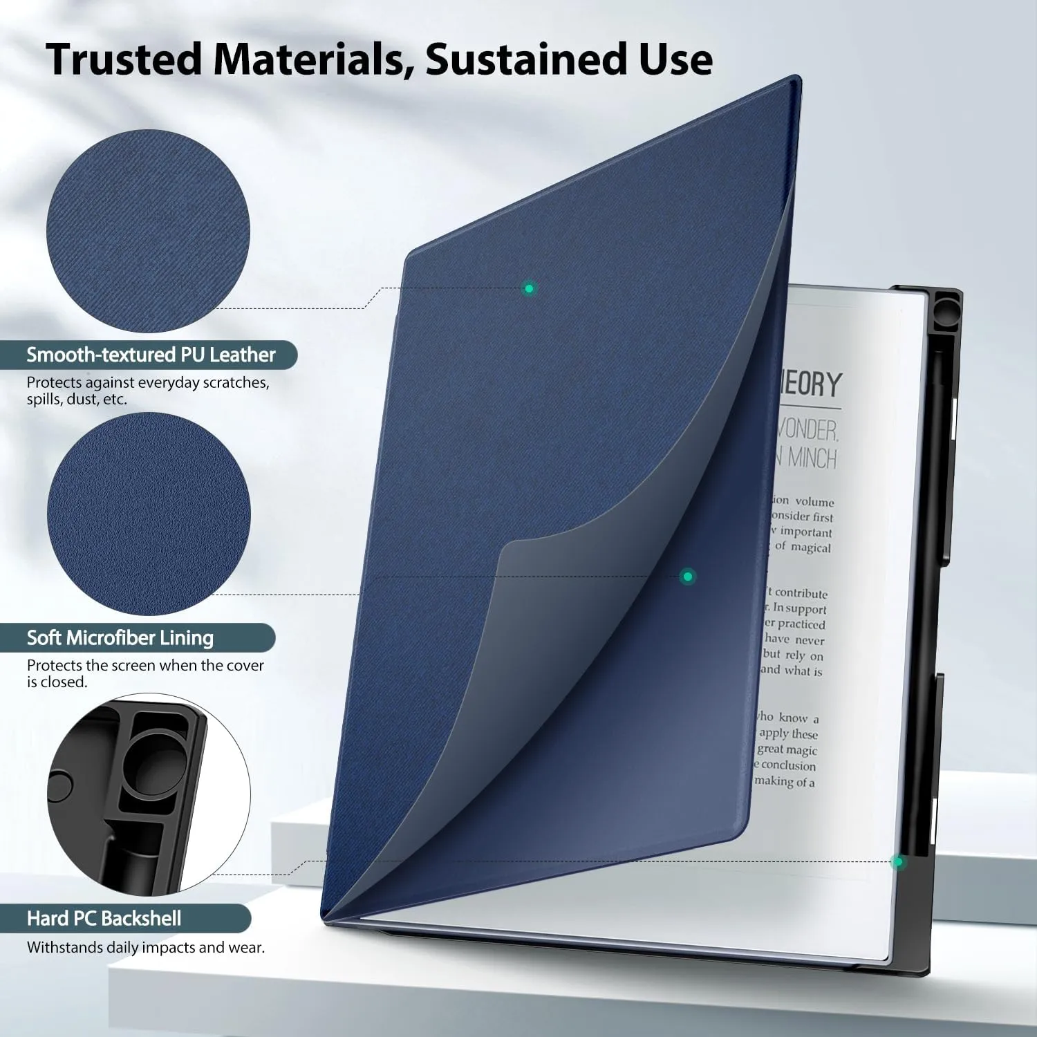 TiMOVO Case Compatible for Remarkable 2 Tablet, Slim Lightweight Stand Hard Back Shell Protective Cover with Pen Holder Compatible with Remarkable 2 Paper Tablet 10.3" 2020 Released, Dark Blue