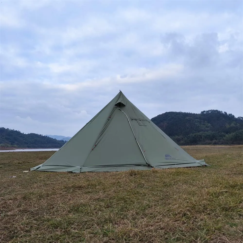 Tipi Hot Tent with Fire Retardant Stove Jack for Flue Pipes, 5~8 Person, Teepee Tents for Family Team Outdoor Backpacking Camping Hiking