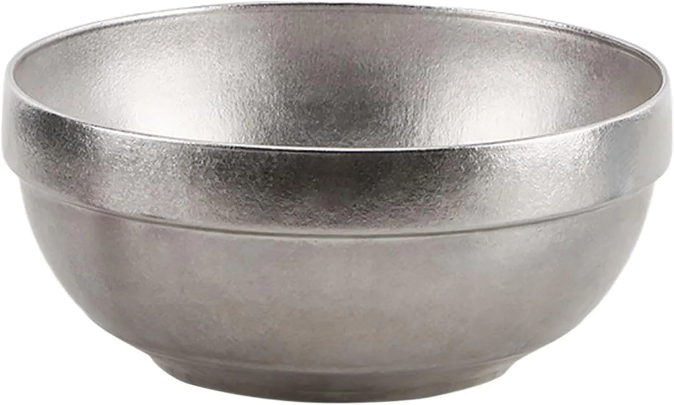 Titanium Bowl,Snacks Bowl for Kids,Compact,Outdoor Gear,Food Bowl,Tableware Rice Bowl Double Walled Metal Bowl for Hiking, Silver