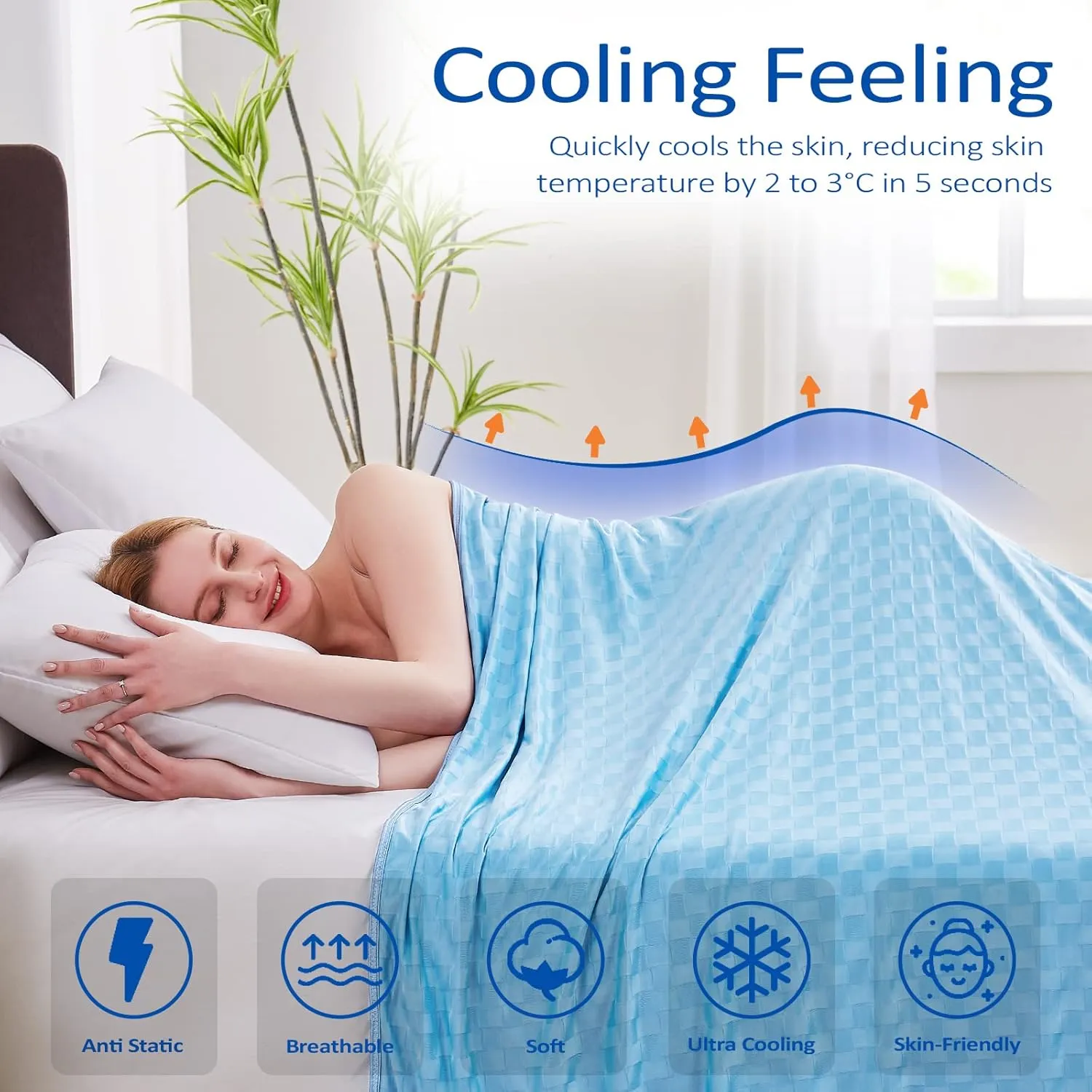 Topcee Cooling Blanket, Summer Cooling Blankets for Hot Sleepers, Arc-Chill Q-Max>0.5 Cool Fiber, Oeko-TEX 100% Certified, Soft, Breathable, Double-Side Bed Throw,Keep Cool for Adults Kids 50"x70"