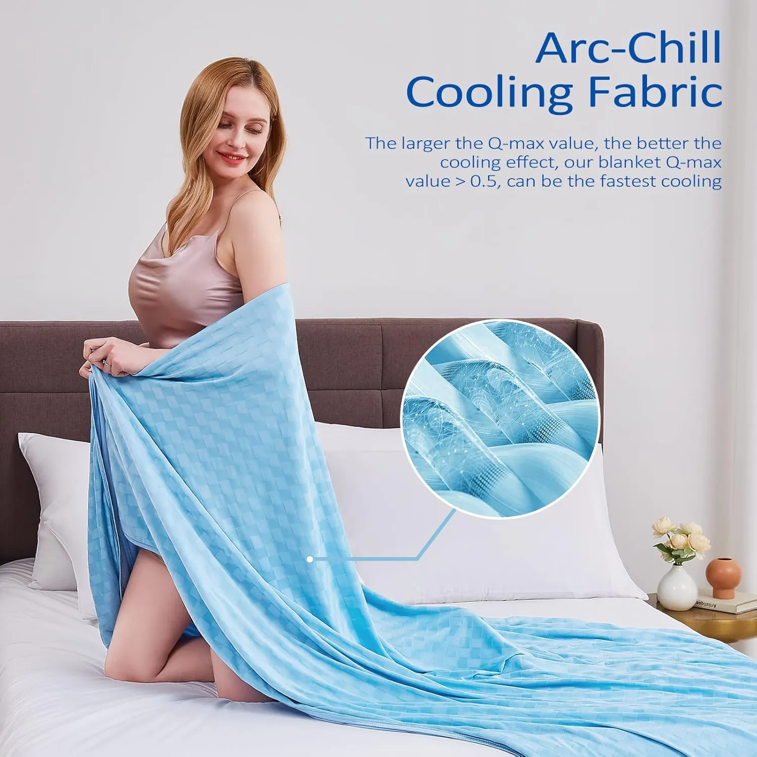 Topcee Cooling Blanket, Summer Cooling Blankets for Hot Sleepers, Arc-Chill Q-Max>0.5 Cool Fiber, Oeko-TEX 100% Certified, Soft, Breathable, Double-Side Bed Throw,Keep Cool for Adults Kids 50"x70"