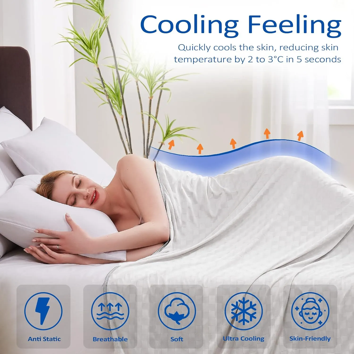 Topcee Cooling Blanket, Summer Cooling Blankets for Hot Sleepers, Arc-Chill Q-Max>0.5 Cool Fiber, Oeko-TEX 100% Certified, Soft, Breathable, Double-Side Bed Throw,Keep Cool for Adults Kids 90"x108"