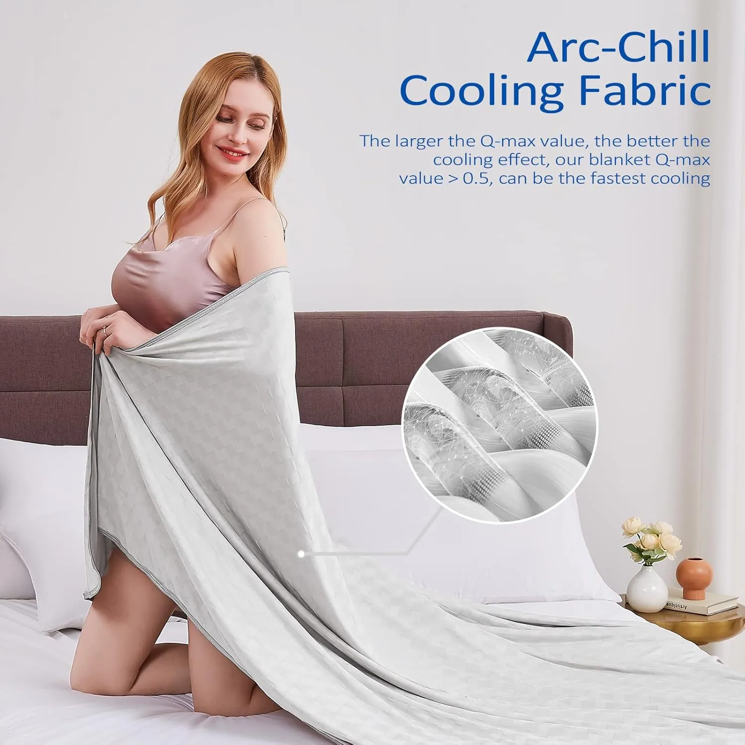 Topcee Cooling Blanket, Summer Cooling Blankets for Hot Sleepers, Arc-Chill Q-Max>0.5 Cool Fiber, Oeko-TEX 100% Certified, Soft, Breathable, Double-Side Bed Throw,Keep Cool for Adults Kids 90"x108"