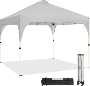 Topeakmart 10x10 Pop Up Canopy, Outdoor Portable Shelter Tent with 4 Sandbags, Wheeled Bag, for Events, Parties, Camping (Light Gray, 10x10)