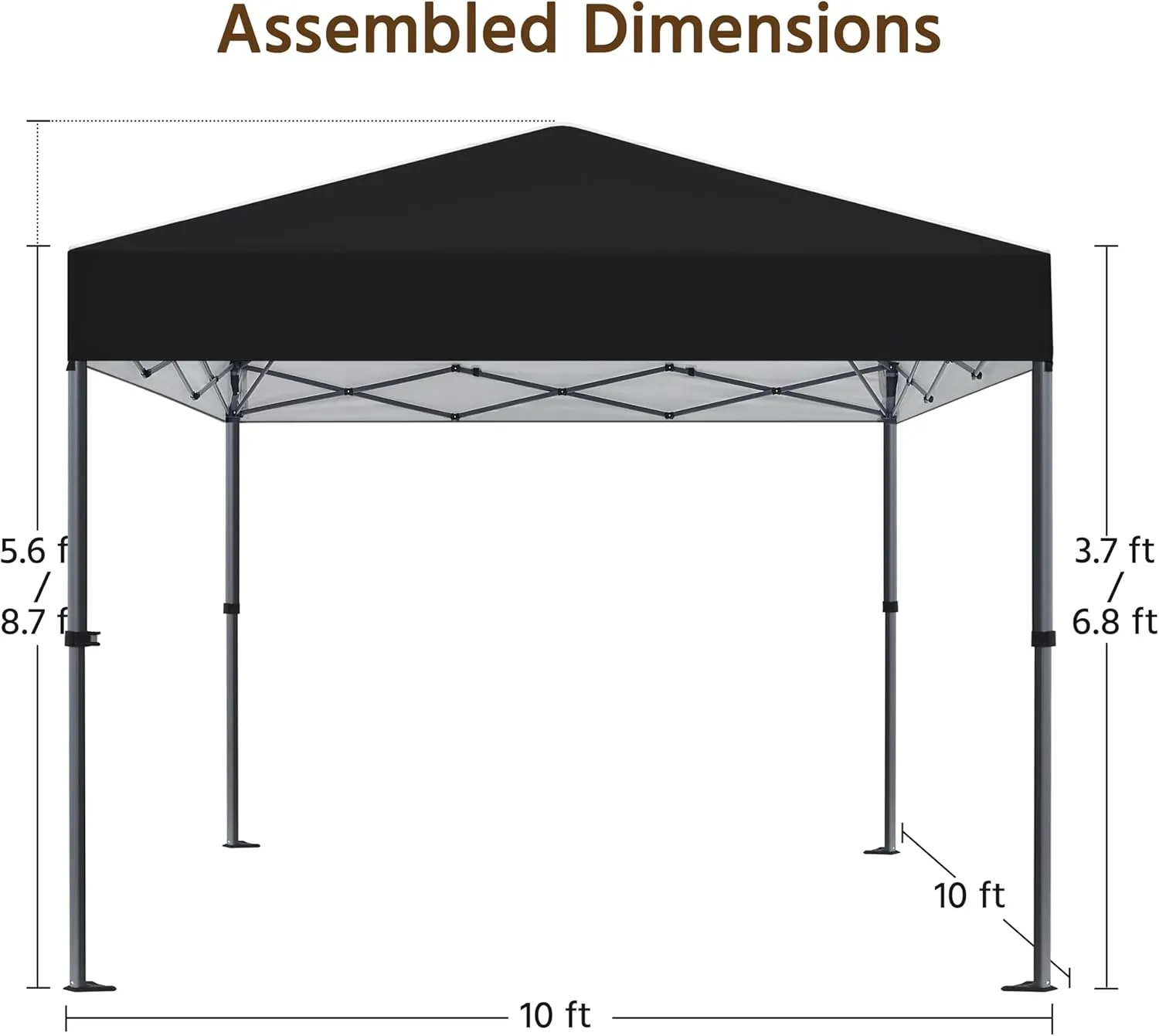 Topeakmart Pop-up Canopy with One-Push-to-Lock Setup Mechanism, UPF 50  Instant Event Shelters Sun Shade Tent, Suitable for Home & Commercial Use (10x10FT, Black)