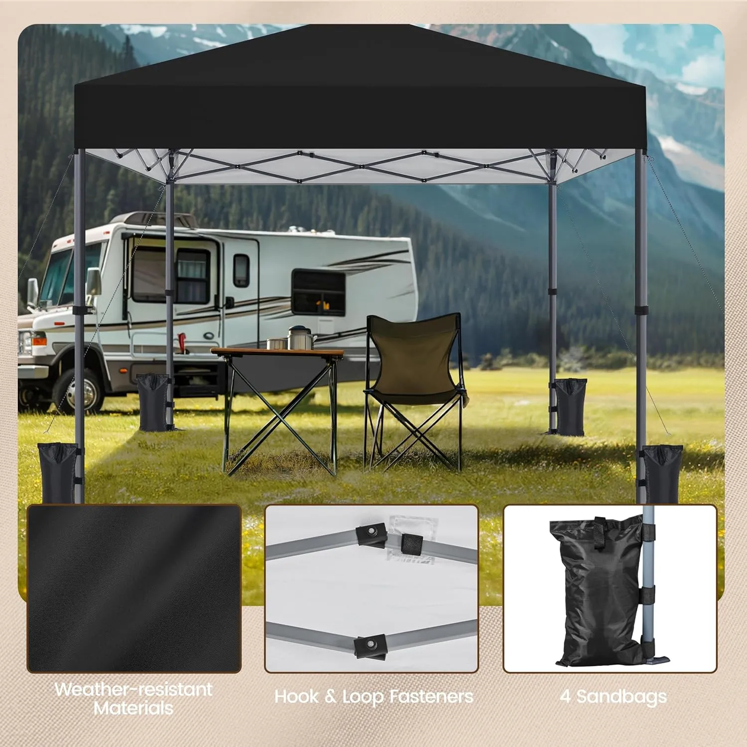 Topeakmart Pop-up Canopy with One-Push-to-Lock Setup Mechanism, UPF 50  Instant Event Shelters Sun Shade Tent, Suitable for Home & Commercial Use (10x10FT, Black)