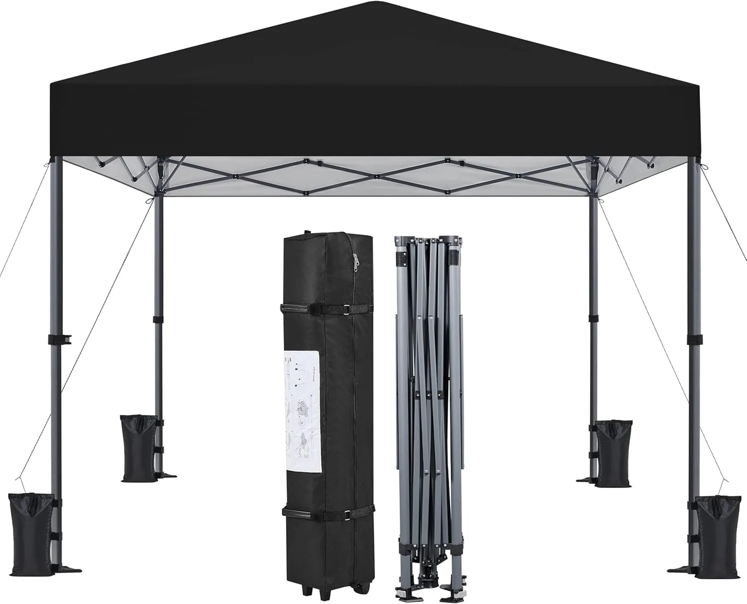 Topeakmart Pop-up Canopy with One-Push-to-Lock Setup Mechanism, UPF 50  Instant Event Shelters Sun Shade Tent, Suitable for Home & Commercial Use (10x10FT, Black)