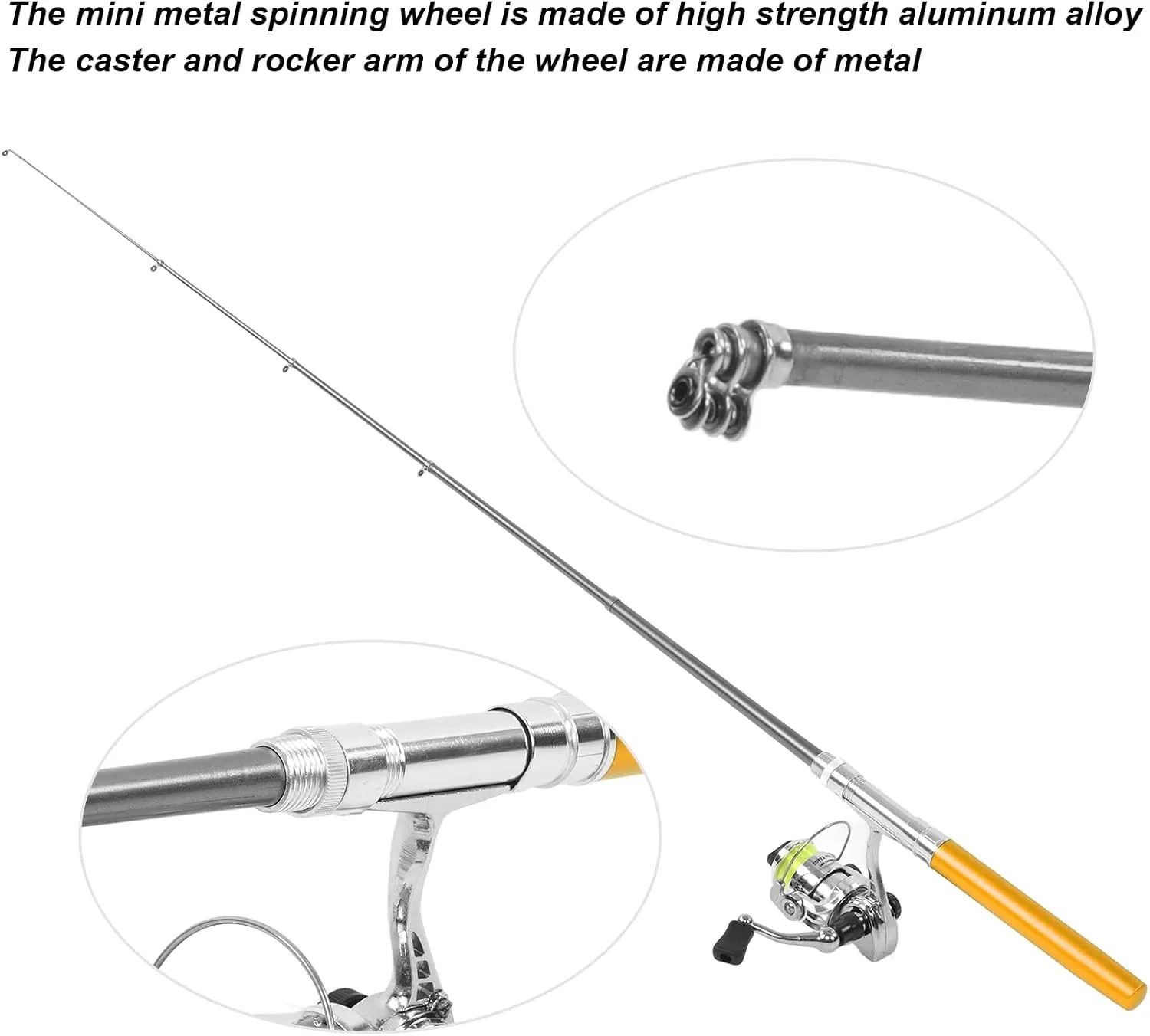 Topyond Fishing Rod and Reel Combos, Telescopic Fishing Rod Collapsible Fishing Pole Spinning Reel Portable 94cm/37.0in 4.3:1 Speed Ratio