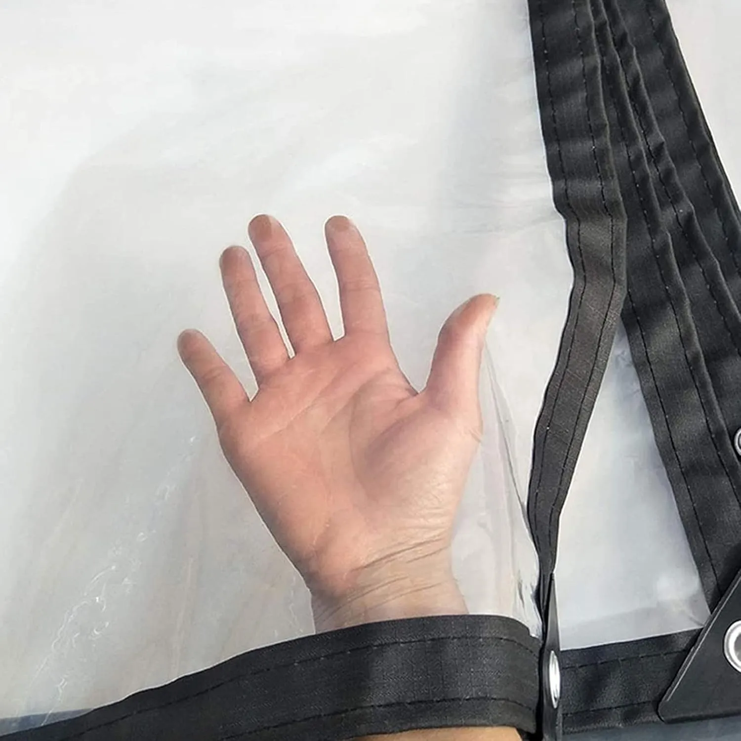 Transparent Tarpaulin with Eyelets 13x13ft, 100% UV & Weather Resistant Vinyl Coated PVC Tarps, Clear Poly Tarps with Grommets, Transparent Tarp Waterproof (4x4m)