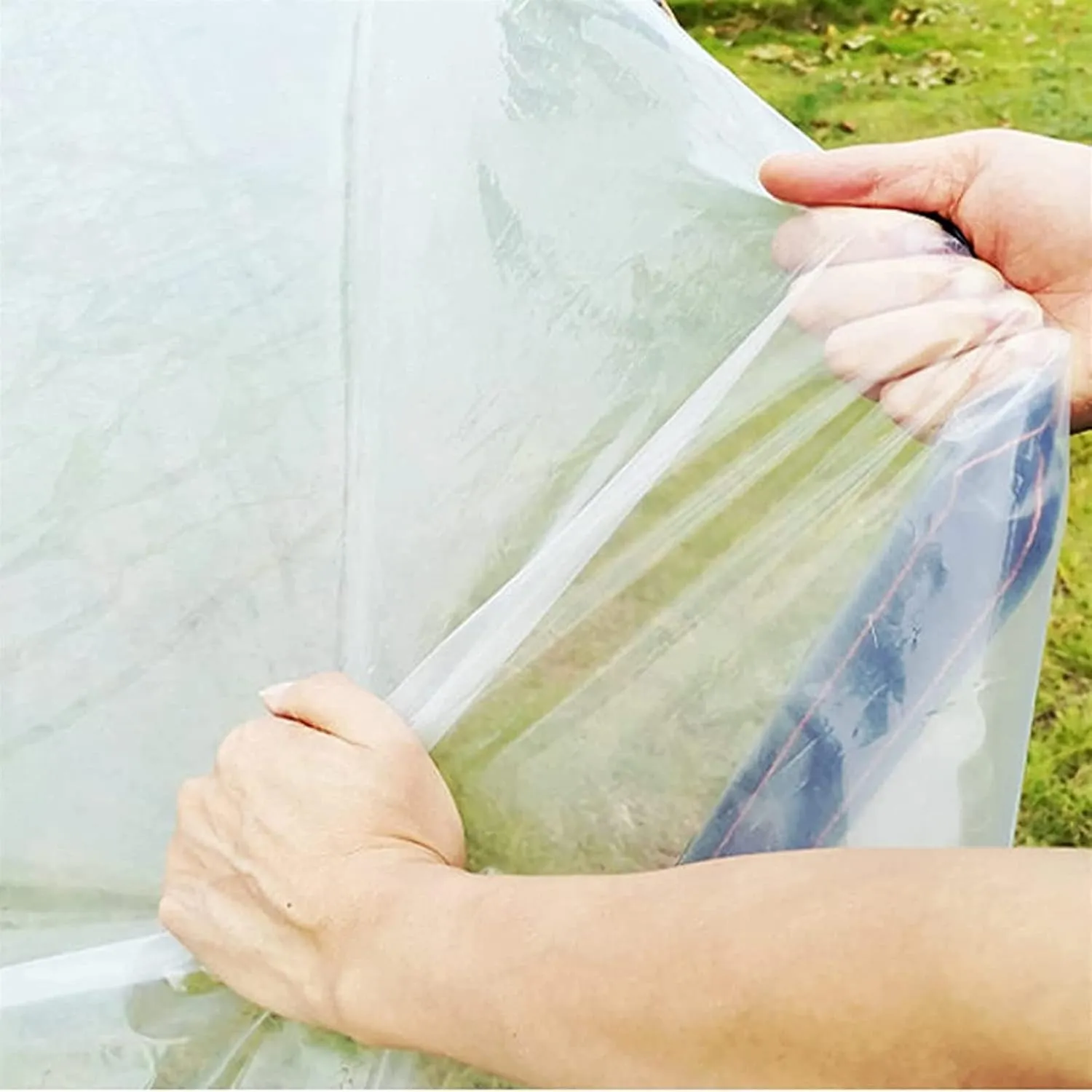 Transparent Tarpaulin with Eyelets 13x13ft, 100% UV & Weather Resistant Vinyl Coated PVC Tarps, Clear Poly Tarps with Grommets, Transparent Tarp Waterproof (4x4m)