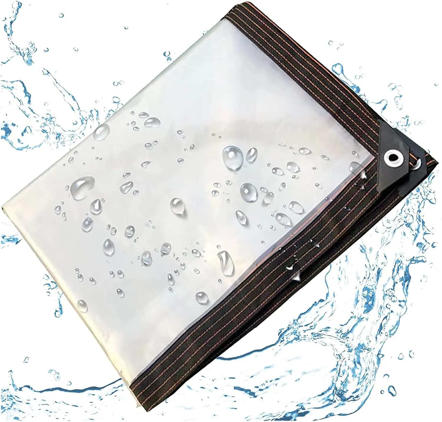 Transparent Tarpaulin with Eyelets 13x13ft, 100% UV & Weather Resistant Vinyl Coated PVC Tarps, Clear Poly Tarps with Grommets, Transparent Tarp Waterproof (4x4m)