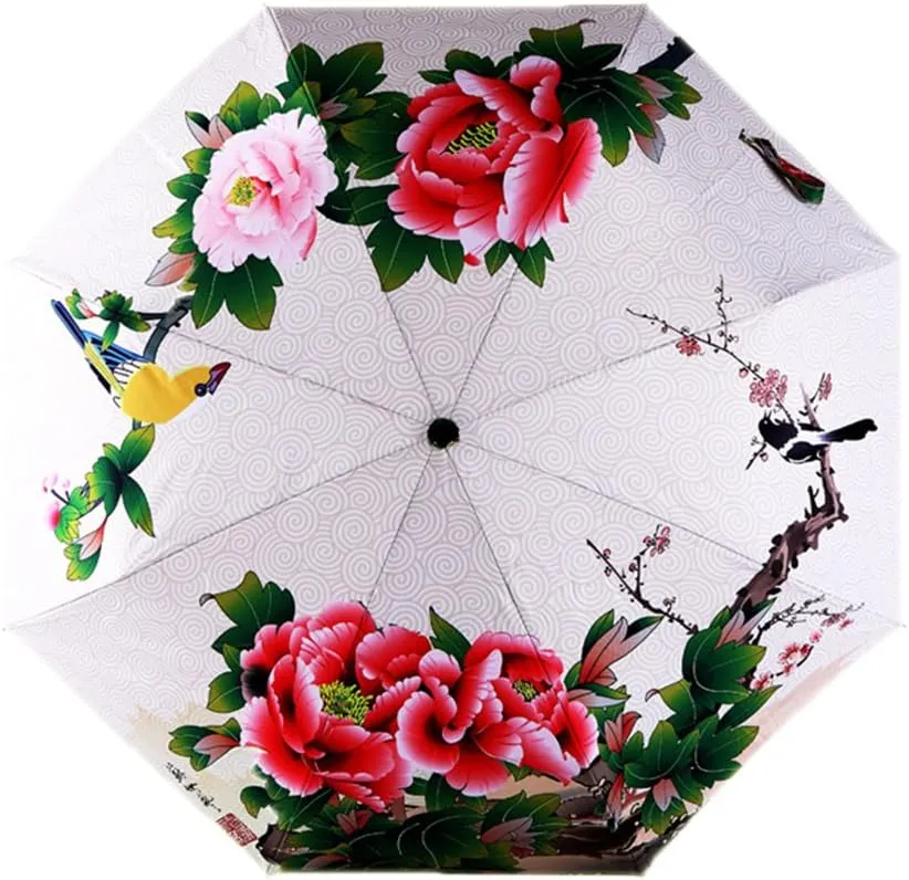 Travel Compact Art Umbrella Foldable Windproof UV Protection Sun Rain Umbrella for Women