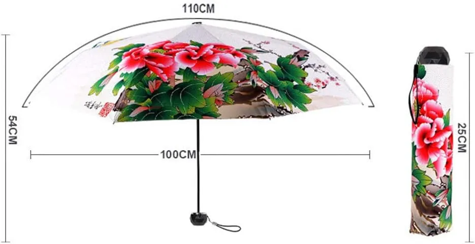 Travel Compact Art Umbrella Foldable Windproof UV Protection Sun Rain Umbrella for Women