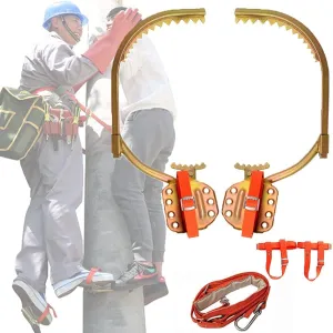 Tree Climbing Gear, Stainless Steel Tree Climbing Tool, Pole Climbing Spikes Adjustable Climbing Tree Shoes Non-Slip Pedal for Hunting Observation, Picking Fruit, Jungle Survival and More,350M