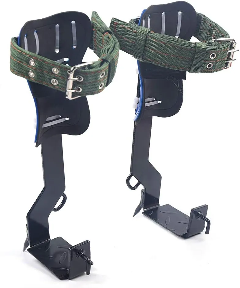 Tree Climbing Spikes, Tree Pole Climbing Spike Set Belt Rope Safety Lanyard w/Carabiner 2 Gears Claw Stainless Steel Tree Pole Climbing Shoes Tool for Picking Fruit Hunting Observation Rock Climbing