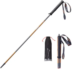 Trekking Hiking Poles - 2pc Pack Collapsible Folding Walking Sticks, Strong Lightweight Aluminum 7075 Carbon Fiber, with Extended EVA Grips, Ultralight for Backpacking Camping (B)
