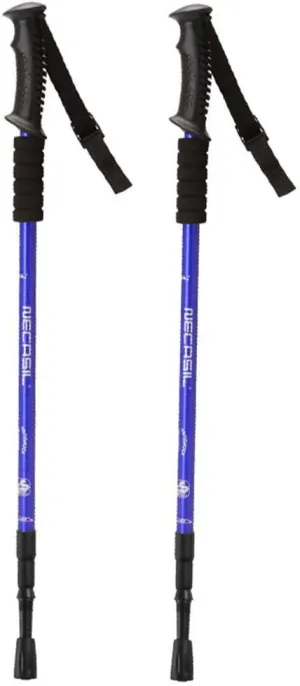 Trekking Poles 2-pc Pack Ultralight Aluminum Hiking Pole Walking Sticks Telescopic with Antishock for Camping Mountaining Backpacking Trekking (Blue)