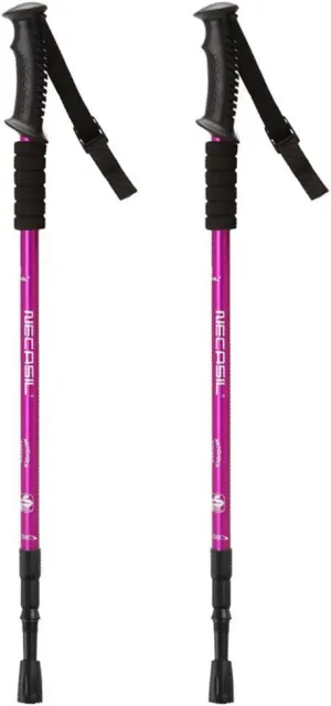 Trekking Poles 2-pc Pack Ultralight Aluminum Hiking Pole Walking Sticks Telescopic with Antishock for Camping Mountaining Backpacking Trekking (Purple)