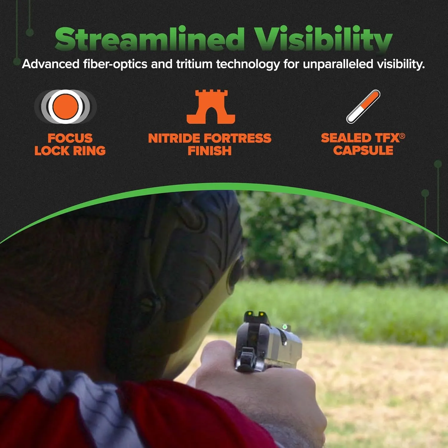 TRUGLO Fiber-Optic Handgun Night Sight | Compact Durable Snag-Resistant High-Visibility Red Front & Green Rear Sight for Handguns