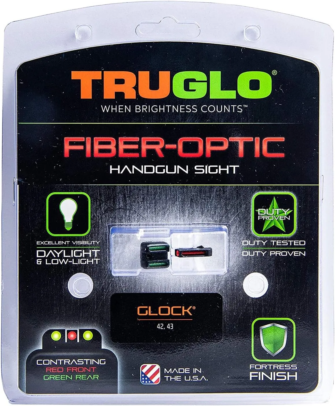 TRUGLO Fiber-Optic Handgun Night Sight | Compact Durable Snag-Resistant High-Visibility Red Front & Green Rear Sight for Handguns