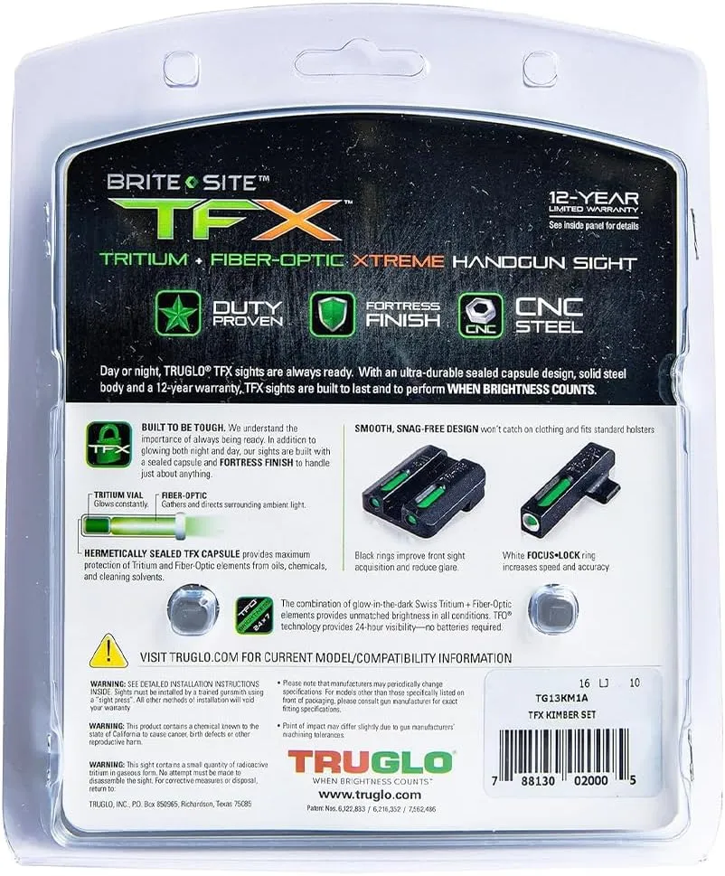 TRUGLO TFX Handgun Sight | Durable Shock-Resistant Compact Brightly Glowing Tritium & Fiber-Optic Xtreme Day/Night Sight for Handguns