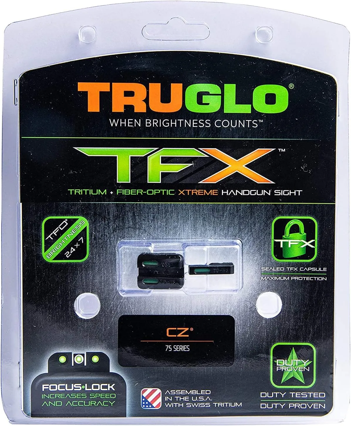 TRUGLO TFX Handgun Sight | Durable Shock-Resistant Compact Brightly Glowing Tritium & Fiber-Optic Xtreme Day/Night Sight for Handguns