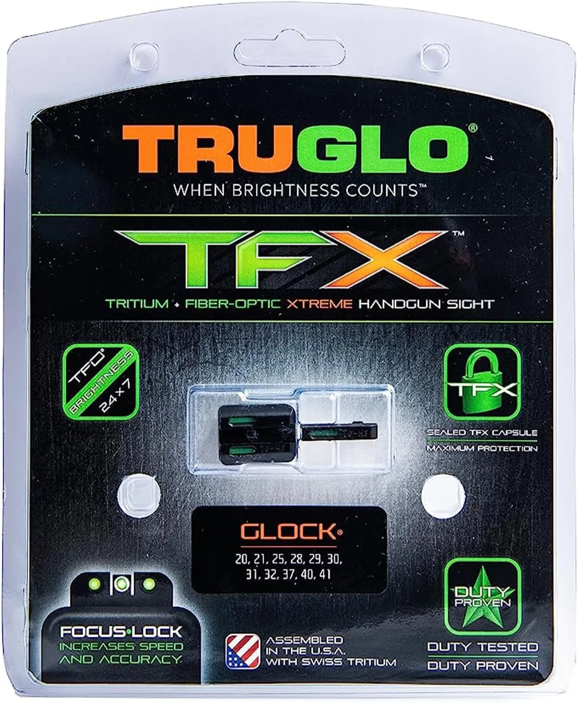 TRUGLO TFX Handgun Sight | Durable Shock-Resistant Compact Brightly Glowing Tritium & Fiber-Optic Xtreme Day/Night Sight for Handguns