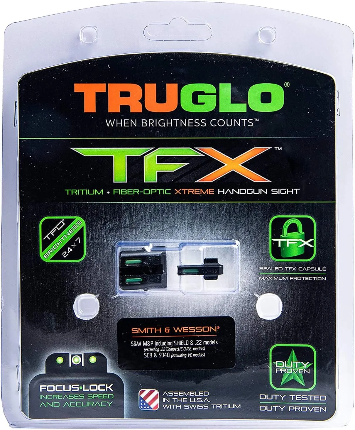 TRUGLO TFX Handgun Sight | Durable Shock-Resistant Compact Brightly Glowing Tritium & Fiber-Optic Xtreme Day/Night Sight for Handguns