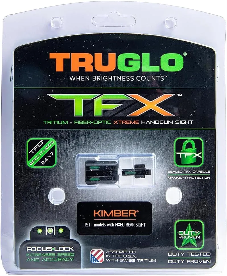TRUGLO TFX Handgun Sight | Durable Shock-Resistant Compact Brightly Glowing Tritium & Fiber-Optic Xtreme Day/Night Sight for Handguns