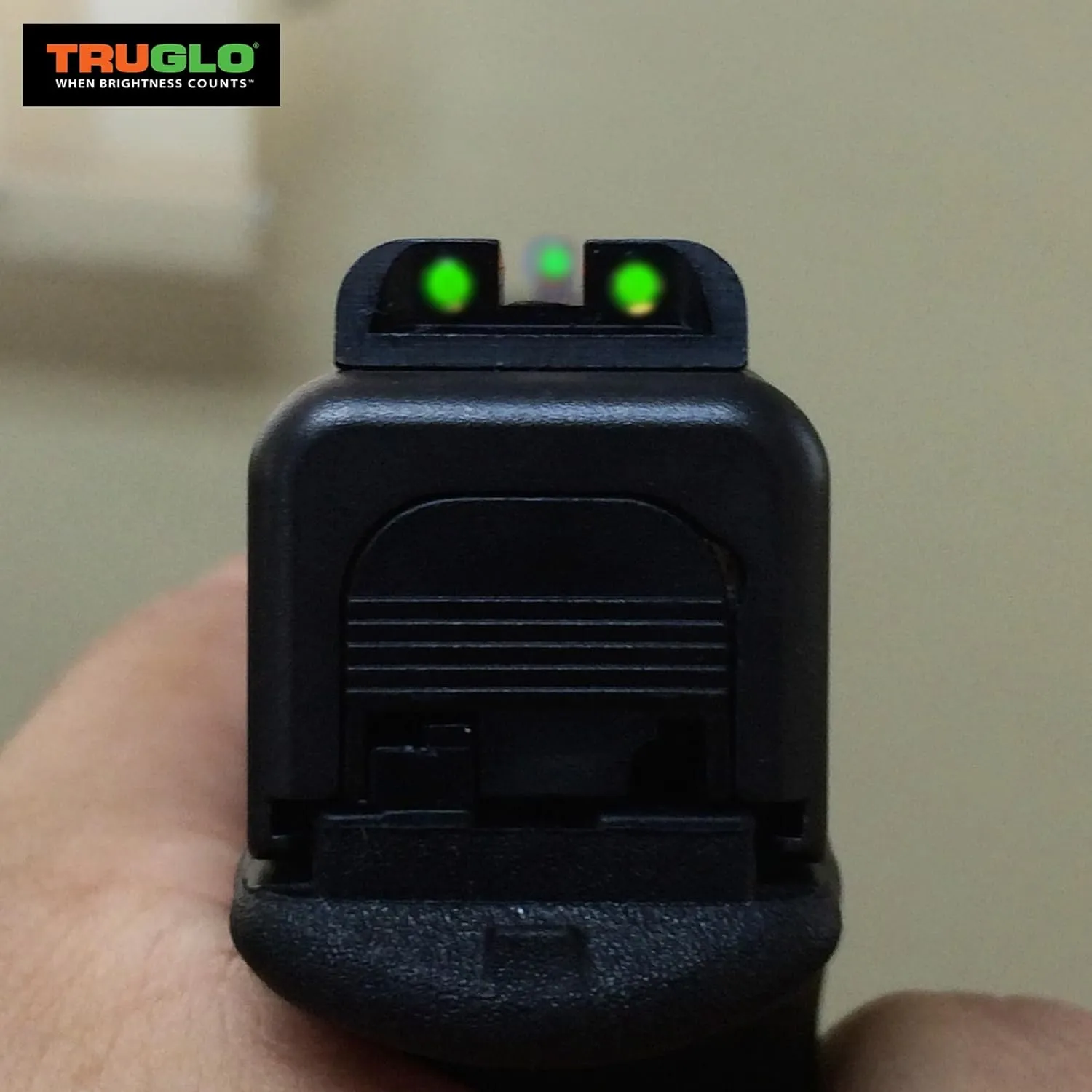 TRUGLO Tritium Handgun Sight | High-Visible Front & Rear Night Sights with Daylight White Dots & Low-Light Tritium Dots, Compatible with Glock Handguns