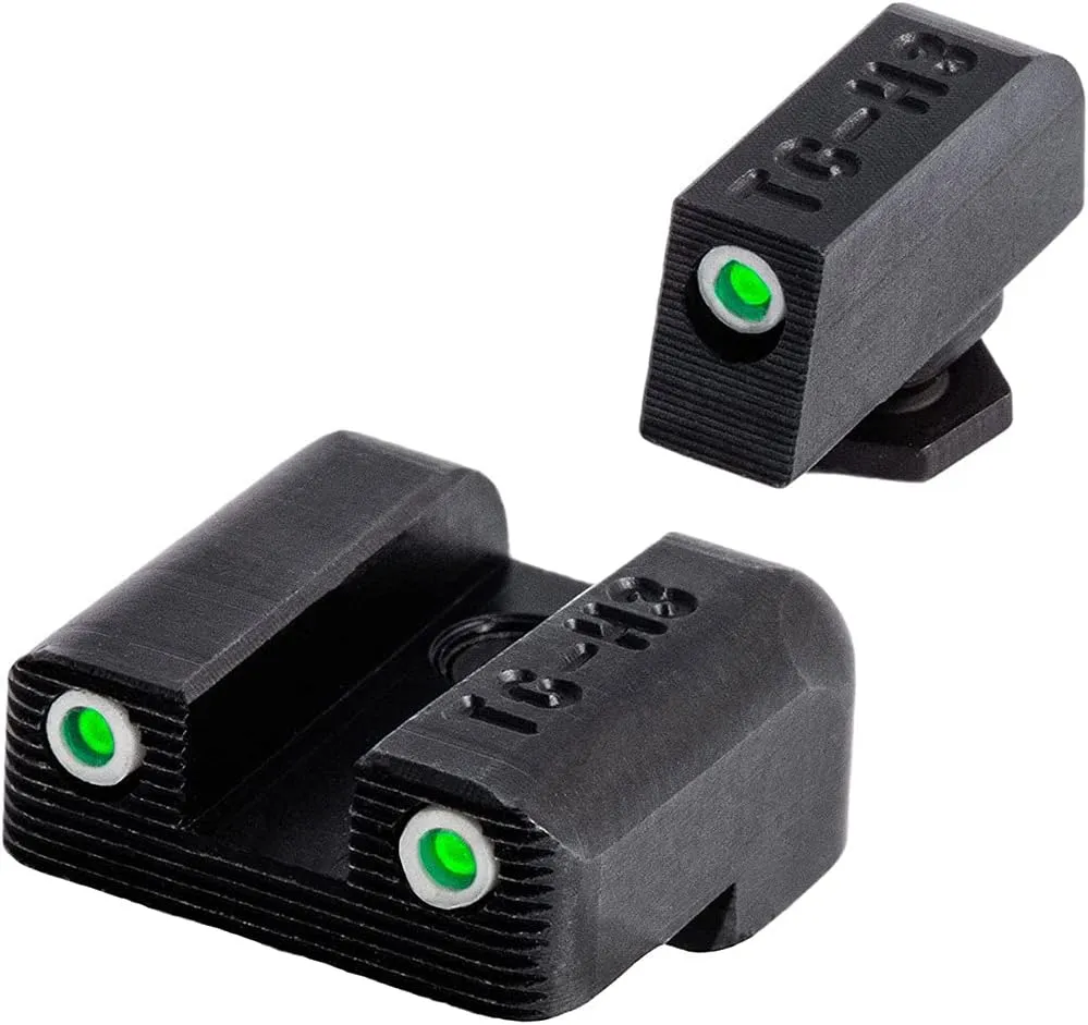 TRUGLO Tritium Handgun Sight | High-Visible Front & Rear Night Sights with Daylight White Dots & Low-Light Tritium Dots, Compatible with Glock Handguns