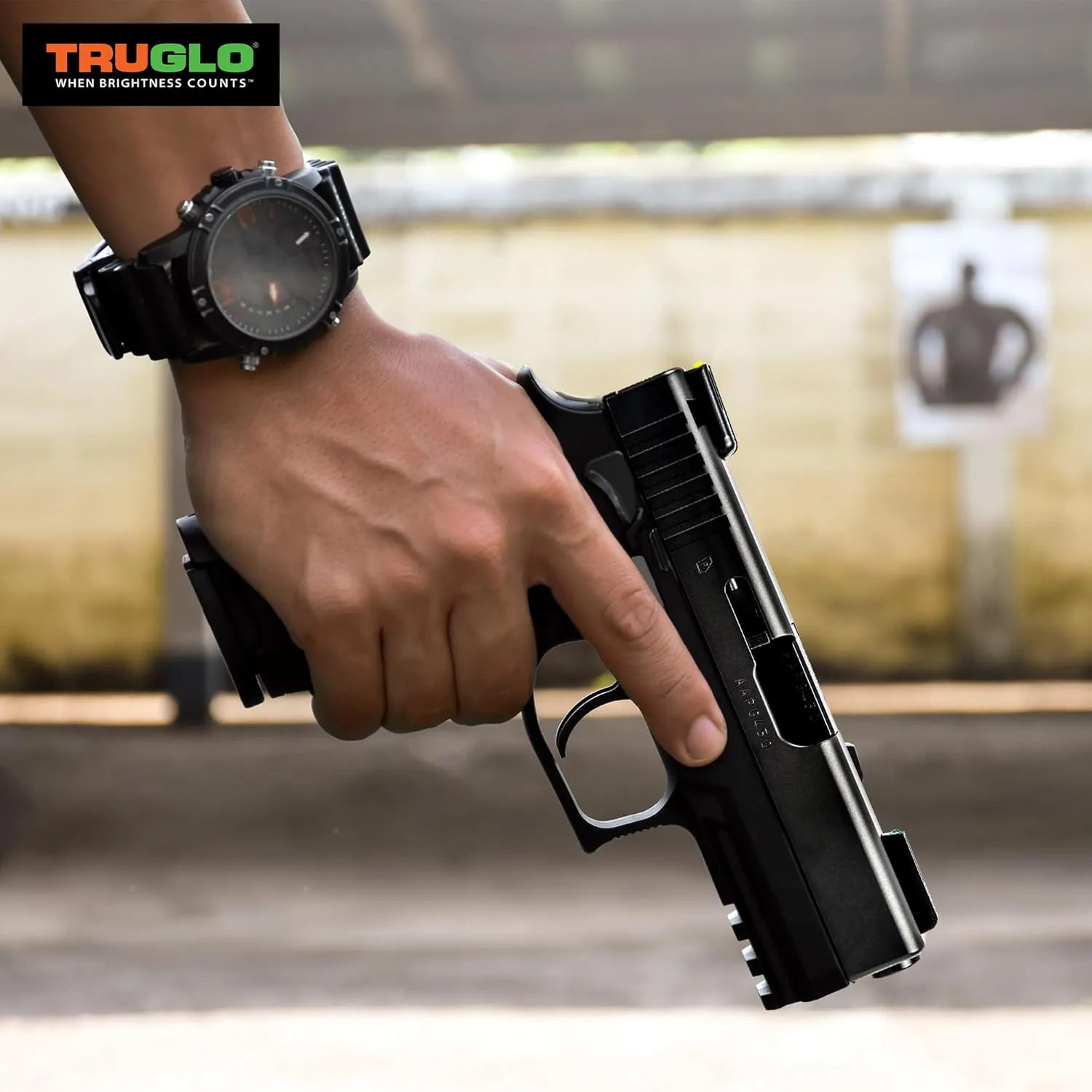TRUGLO Tritium Handgun Sight | High-Visible Front & Rear Night Sights with Daylight White Dots & Low-Light Tritium Dots, Compatible with Glock Handguns