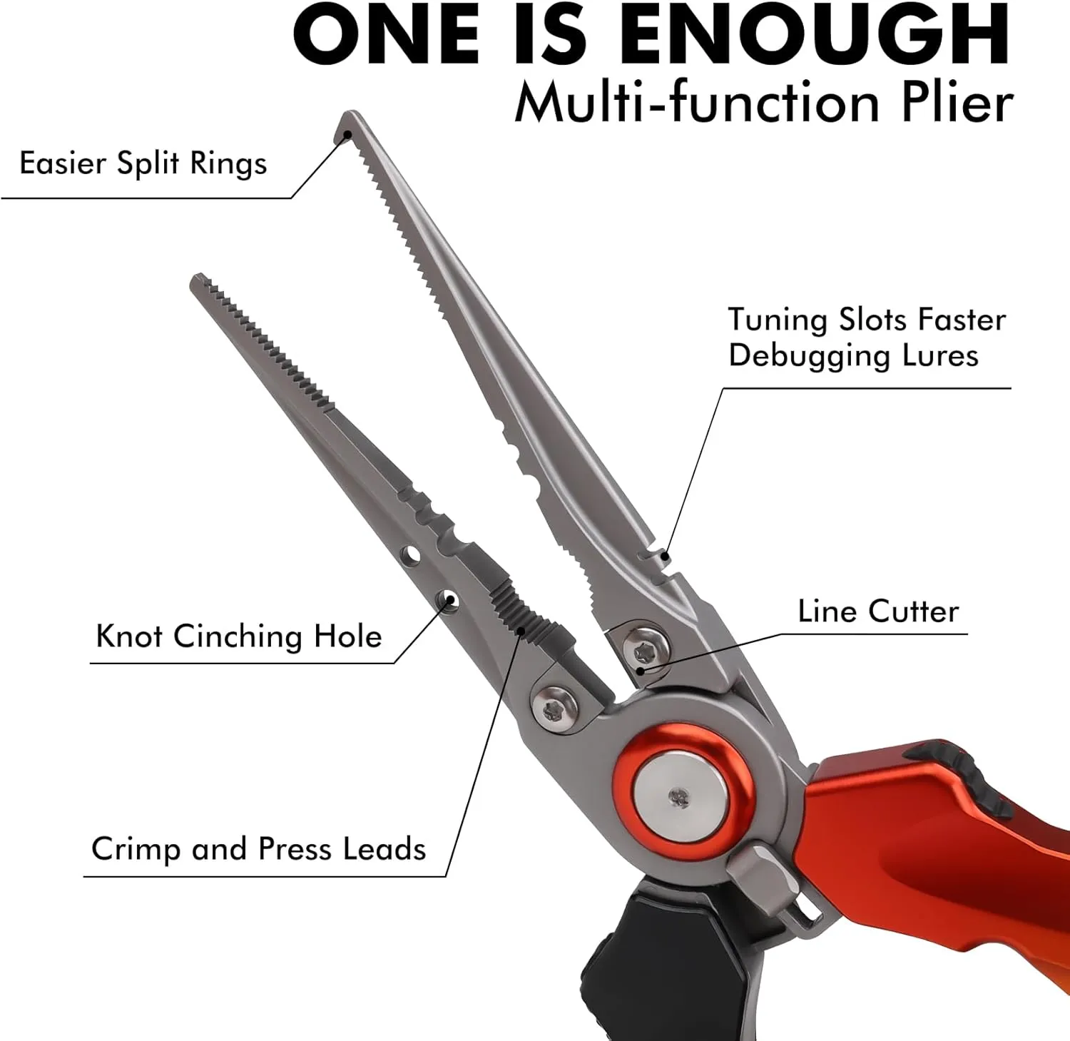 TRUSCEND Lockable Handy Fishing Pliers with Innovative Ergonomic Handle, Saltwater Corrosion Resistant Teflon Coated Fishing Tool, Multi-Function Fishing Gear with Mo-V Cutter, Amazing Fishing Gift