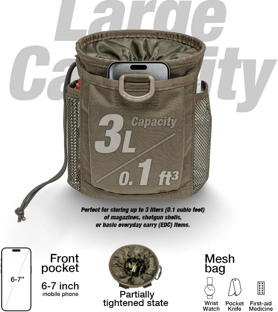 TSPRO MOLLE Tactical Dump Pouch with Adjustable Drawstring Closure for Magazines, Ammo, Tactical Vests & Duty Belts