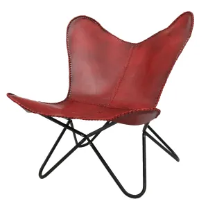 Tuzech Vintage Classic Handmade Leather arm Chair Star Butterfly Genuine Leather Chair Home Decor (103x70x84 cm)